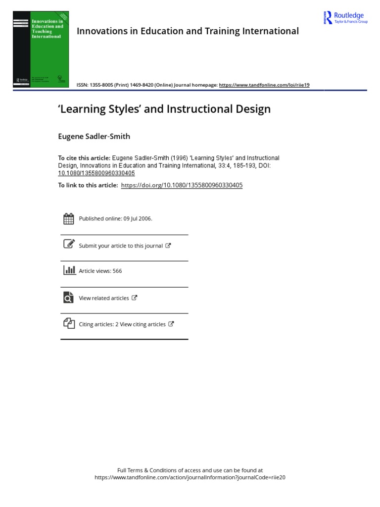 Learning Styles in Instructional Design | PDF | Learning Styles ...