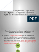 Patent Licenses and Purchases - Legal Actions and Litigations - No-Aggression Agreements Rights and Duties Information and Idea Sources