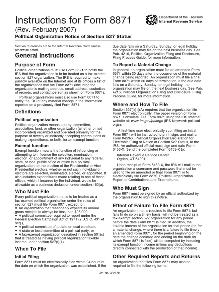 Instructions for IRS Form 8871 | PDF | Internal Revenue Service ...