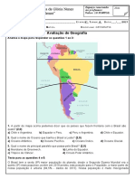 Avaliação de Geografia sobre População Brasileira