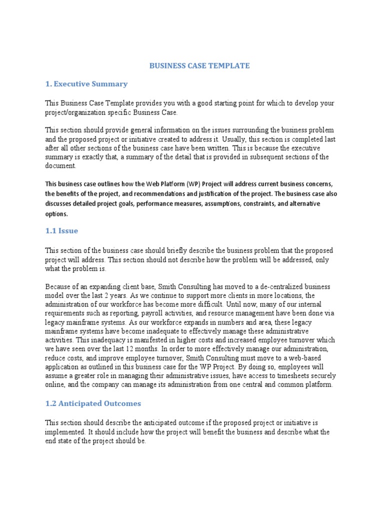 Business Case Template | PDF | Employment | Web Application