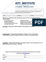 Intern Program - Reference Form