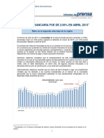 Morosidad Bancaria Abril 2013