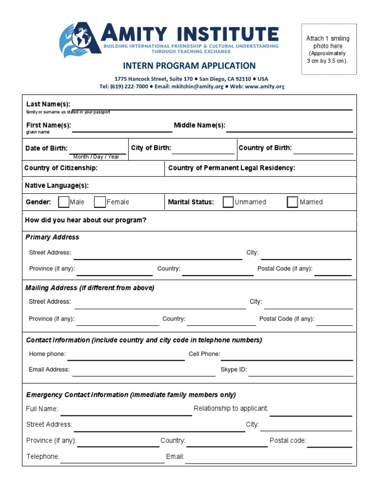 Amity Intern Program Application | PDF | Academic Degree | Teachers
