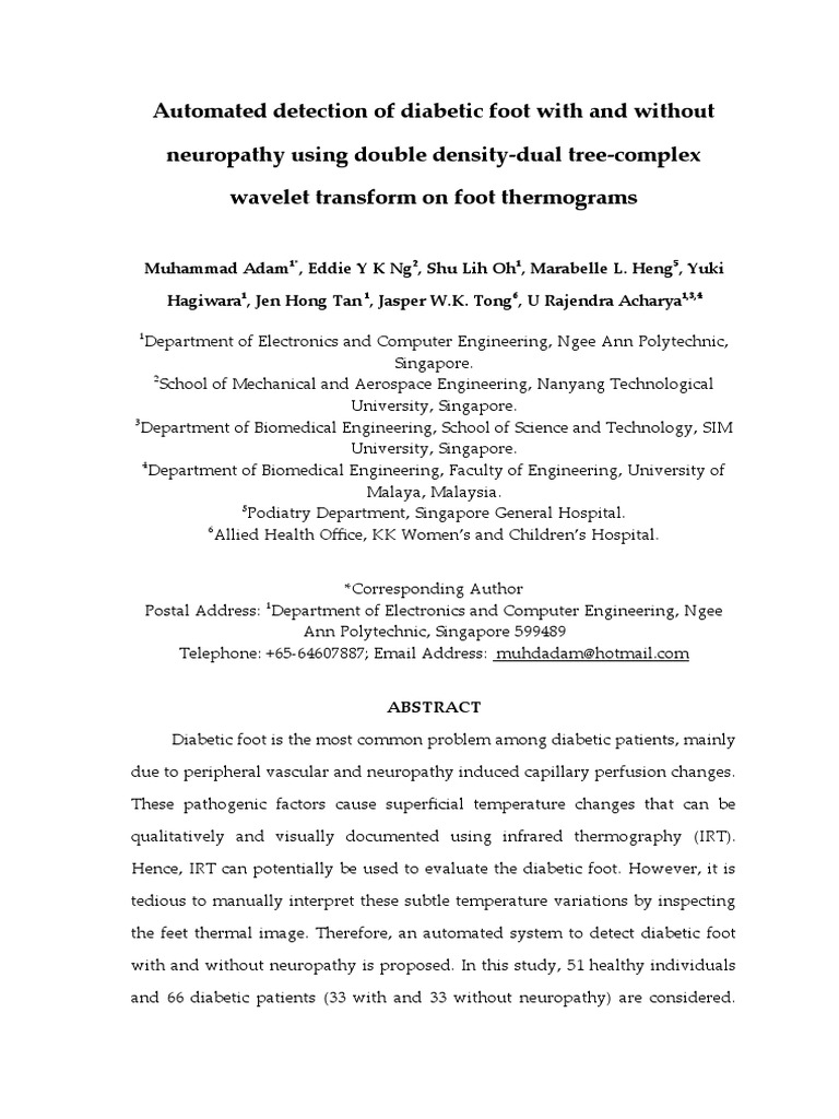Automated Detection of Diabetic Foot With and Without Neuropathy Using ...