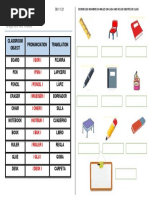 Fichas de Los Utiles Escolares en Ingles Gratis | PDF