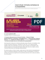 Clacso.org-Coloquio Internacional Virtual a 20 Años de Durban de Cara a Los Desafíos Pospandemia