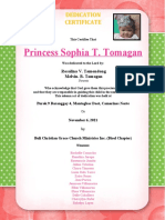Princess Sophia T. Tomagan: Dedication Certificate