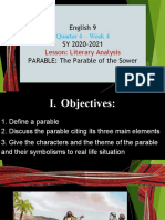 English 9 SY 2020-2021 PARABLE: The Parable of The Sower: Quarter 4 - Week 4