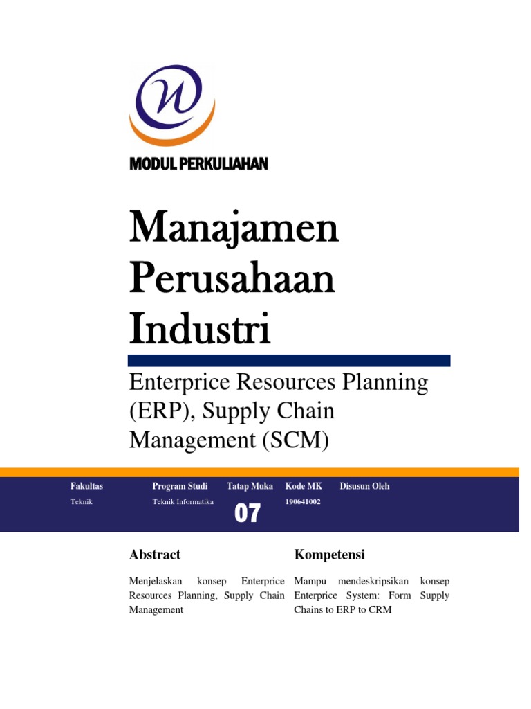 Modul 7 - Enterprice Resources Planning (ERP), Supply Chain Management ...