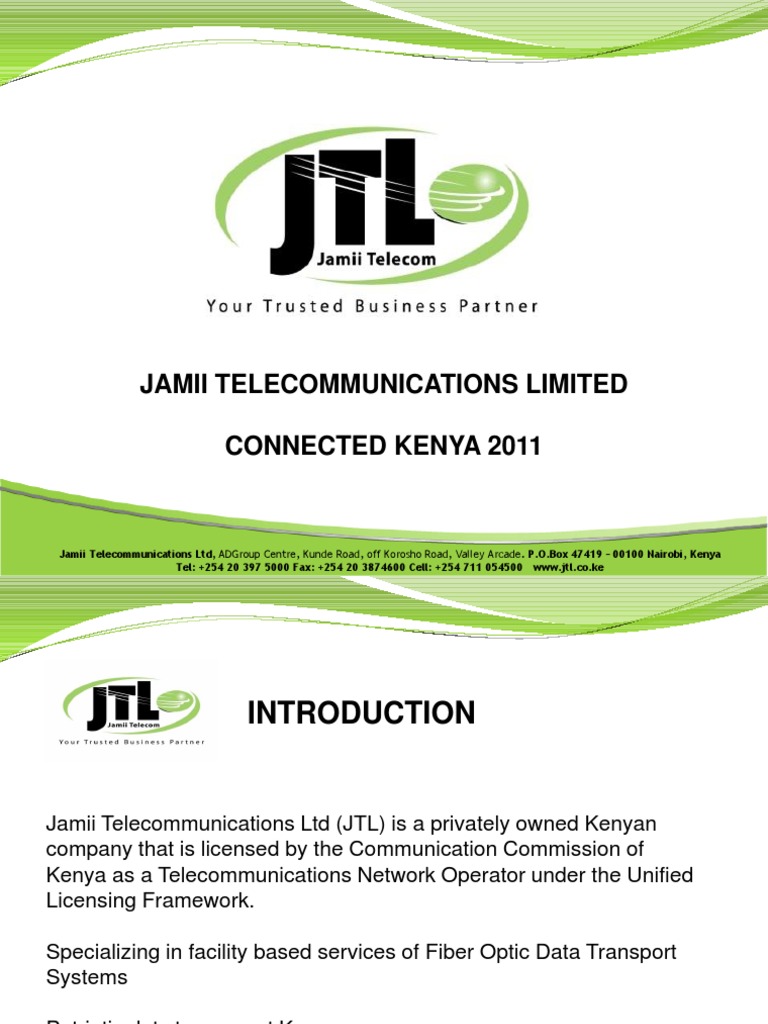 Jamii Telecommunications Overview PDF Telecommunication Cable 
