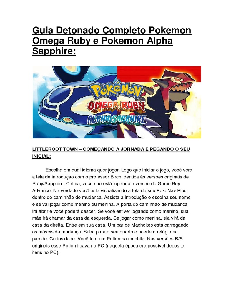 Pokemon Alpha Sapphire - Detonado, PDF