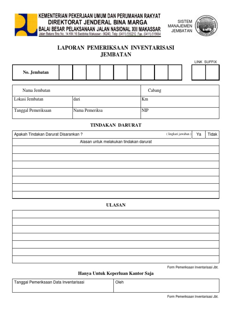 Formulir Survei Kondisi Jembatan | PDF