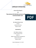 Southeast University: Internship Report On "Recruitment & Selection Process of Banglalion