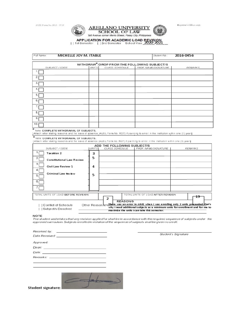 Enrollment Adjustment Request Form | PDF