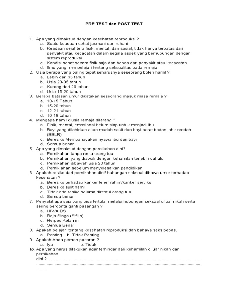 Pre Test | PDF