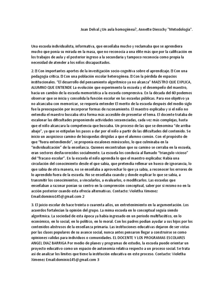 Aula homogénea y objetivos educativos actuales | PDF | Plan de estudios ...