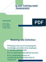 Training and Training Need Assessment: Presented by