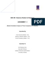 BUS 405: Business Studies For Engineers: (Market Orientation Analysis of Three Companies of A Industry)