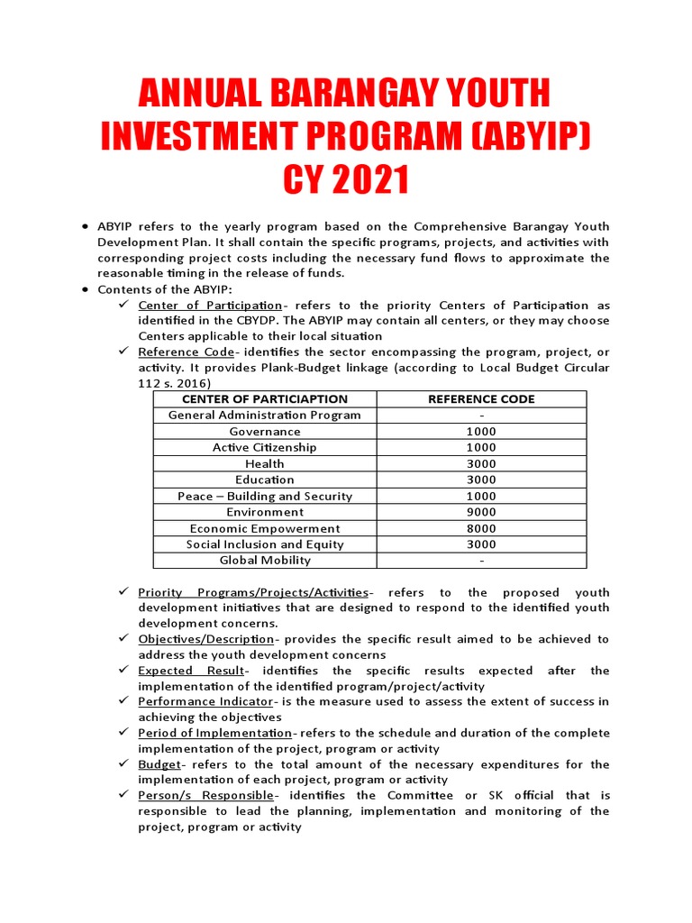 Sample Abyip 2021 With Project Designs PDF Hiv/Aids Reproductive
