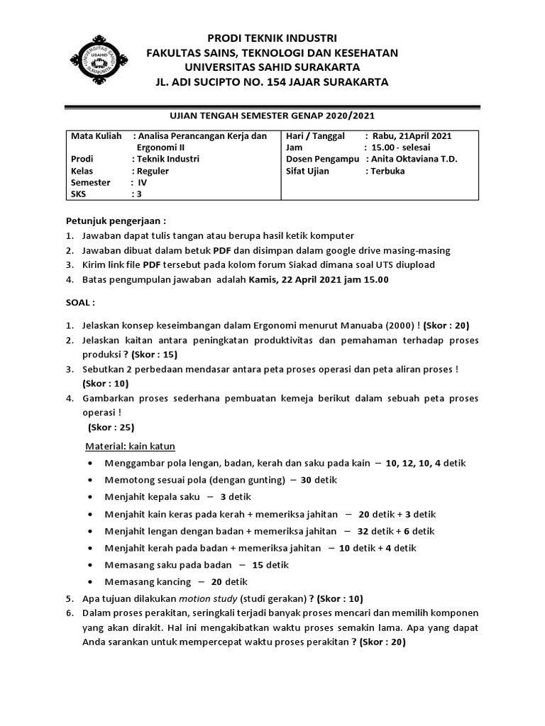 Soal Uts Apke Ii 2020-2021 | PDF | Seni | Komputer