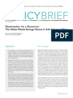 Policybrief: Wastewater As A Resource: The Water-Waste-Energy Nexus in Sub-Saharan Africa