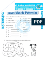 Ficha Ejercicios de Potencias para Cuarto de Primaria