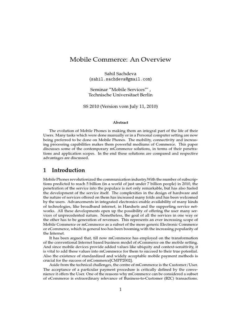 Mobile Commerce Solutions Overview | PDF | Service Industries ...