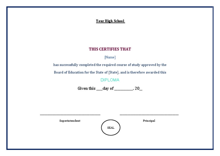 High School Diploma Certification | PDF