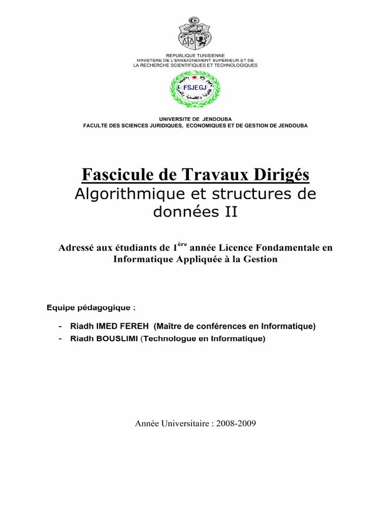 TD Algorithmique et Structures de Données | PDF | Fichier informatique ...