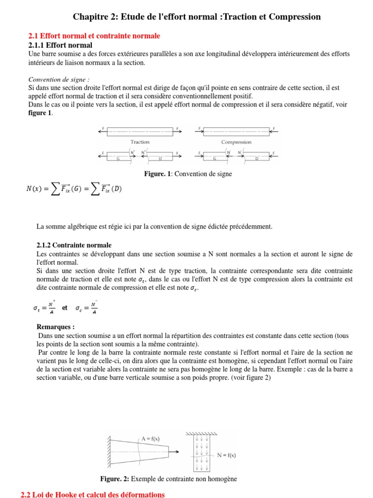 Étude de l'effort normal en mécanique | PDF | Module de Young ...