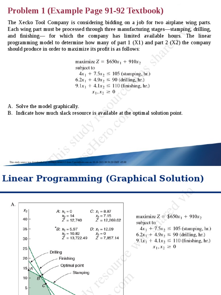 Linear Programming for Manufacturing Profit | PDF | Linear Programming ...