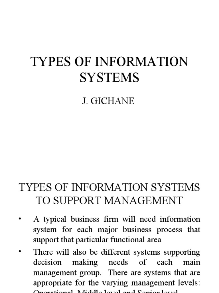 Types of Business Information Systems | PDF | Enterprise Resource ...