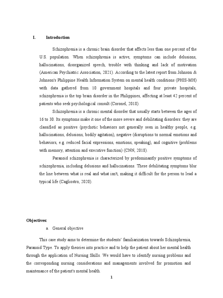 Paranoid Schizophrenia Case Study | PDF | Mental Disorder | Schizophrenia