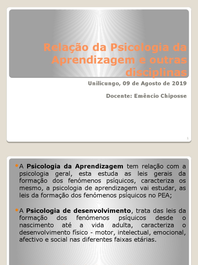 Psicologia da Aprendizagem e Suas Relações | PDF | Psicologia | Aprendizado