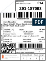 Mark Marcelino 639567145152 Block 58 Lot 7 Chesa Street. Antipolo Hills., Antipo Lo City, Rizal, South Luzon Antipolo City Rizal South Luzon 1870