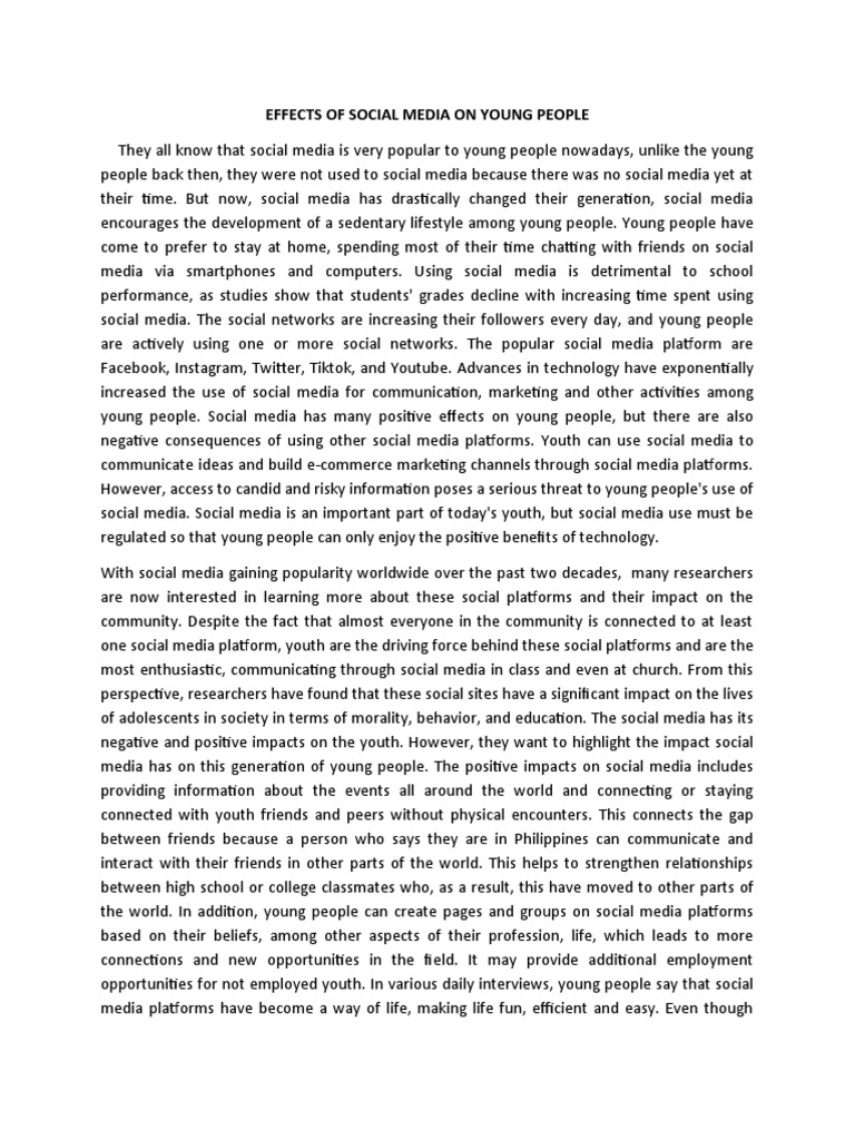 Effects of Social Media On Young People | PDF | Popular Culture & Media ...