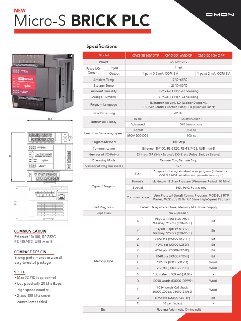 Micro-S Brick PLC Specifications | PDF | Programmable Logic Controller ...