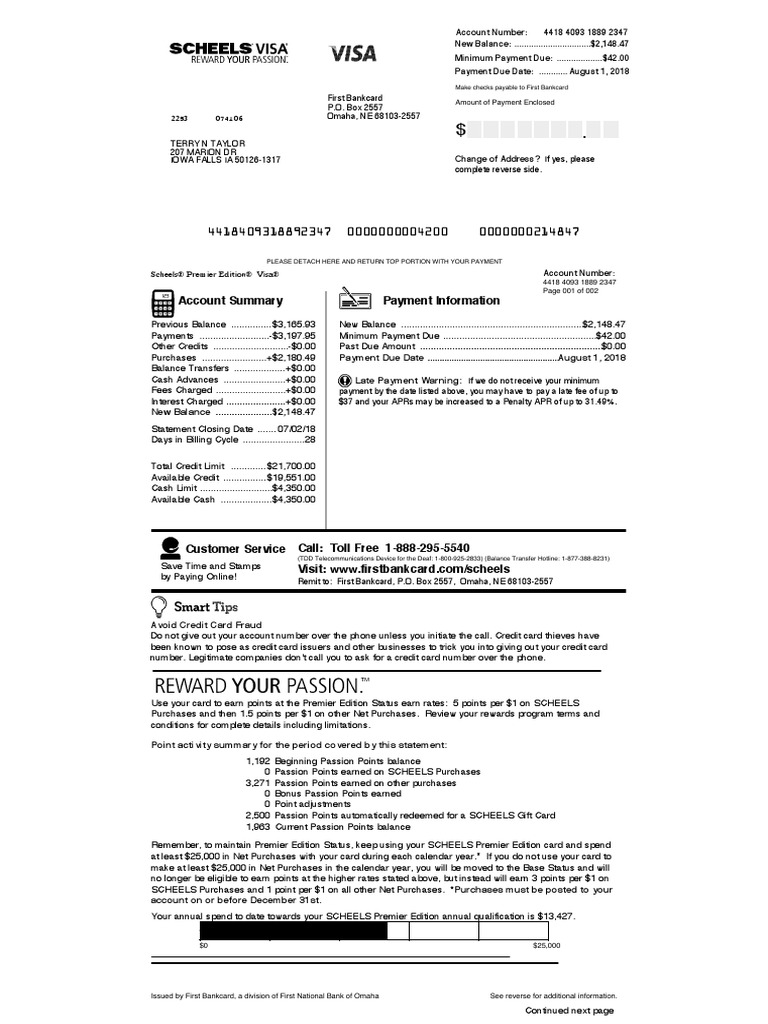 Omaha Bank Statement (Card) | PDF | Credit Card | Payments