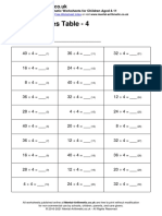 Division Times Table - 4 Worksheet 6