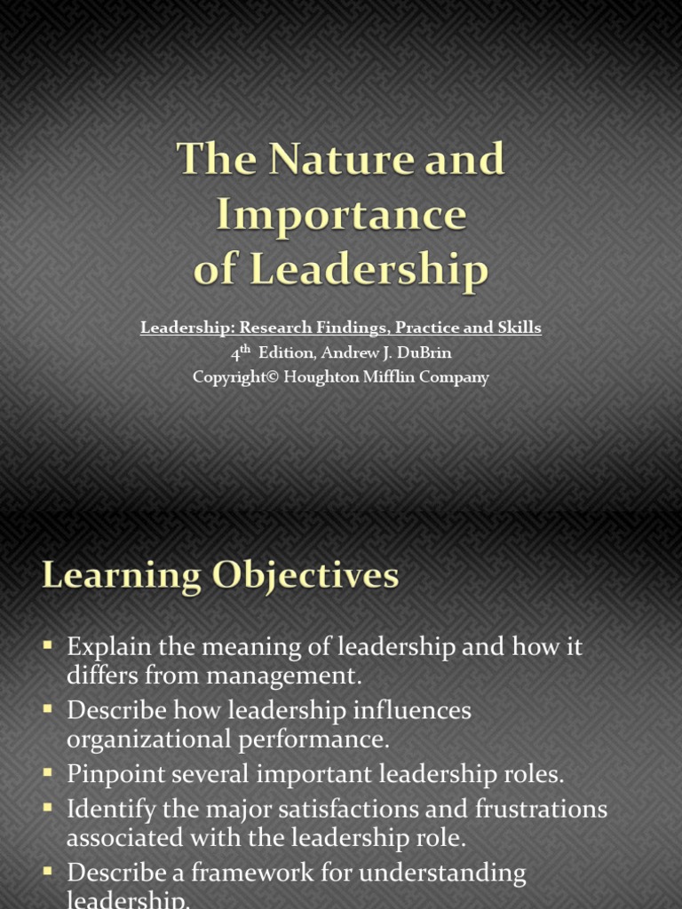 1 the Nature and Importance of Leadership Leadership Leadership