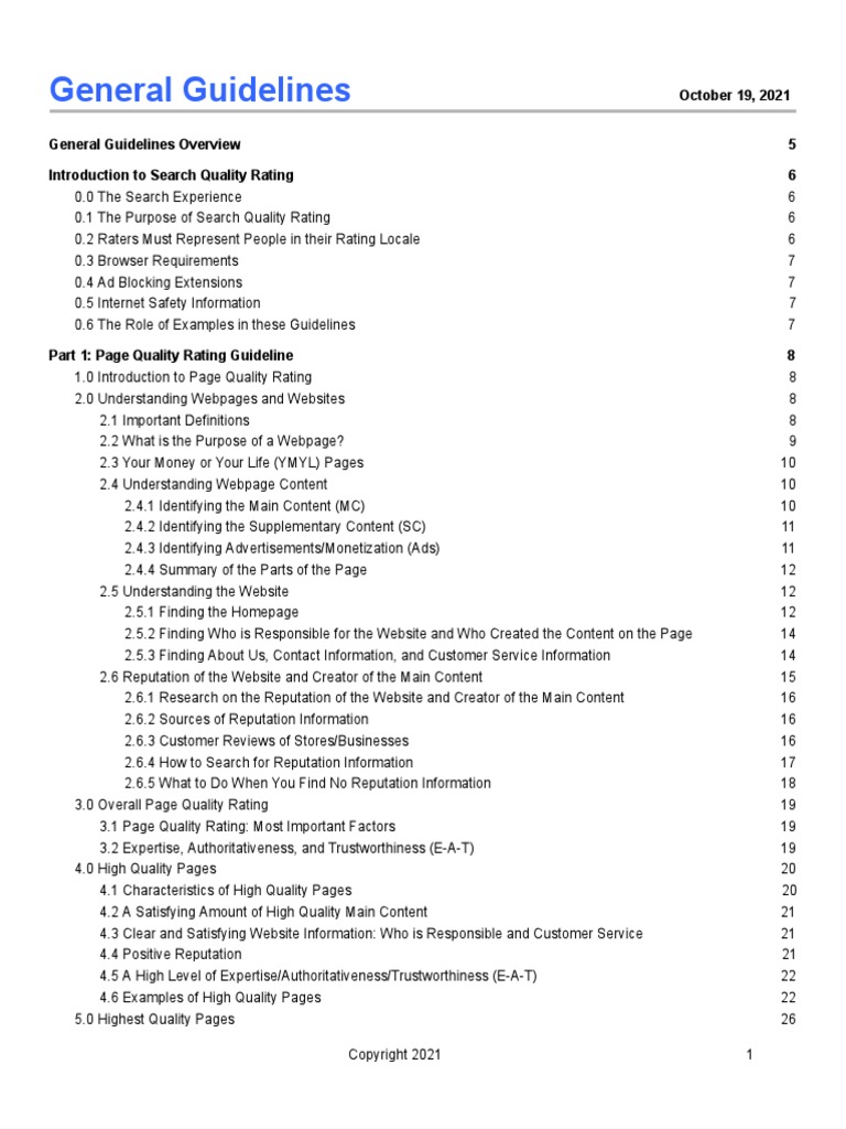 2021 Search Quality Evaluator Guidelines PDF Communication