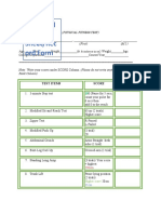 Individual Score Sheet/Rec Ord Form: (Physical Fitness Test)