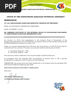 Memo Annual Dues | PDF