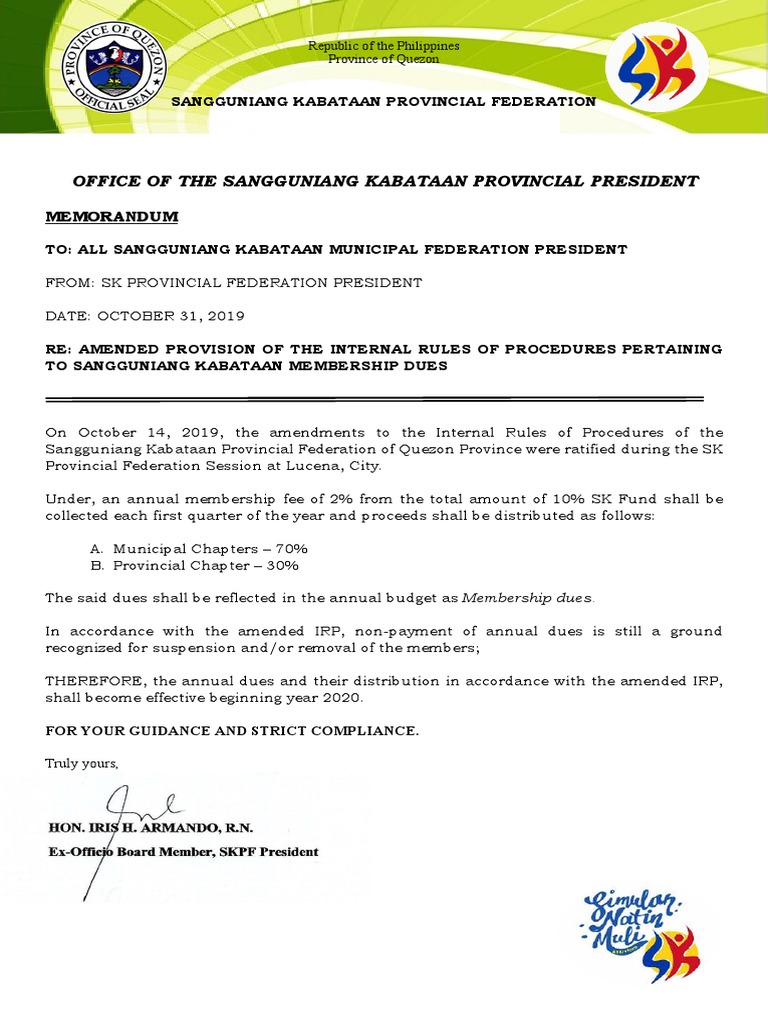 Memo Annual Dues | PDF