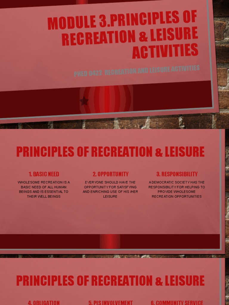 MODULE 3 Principles of Recreation and Leisure Activities PDF