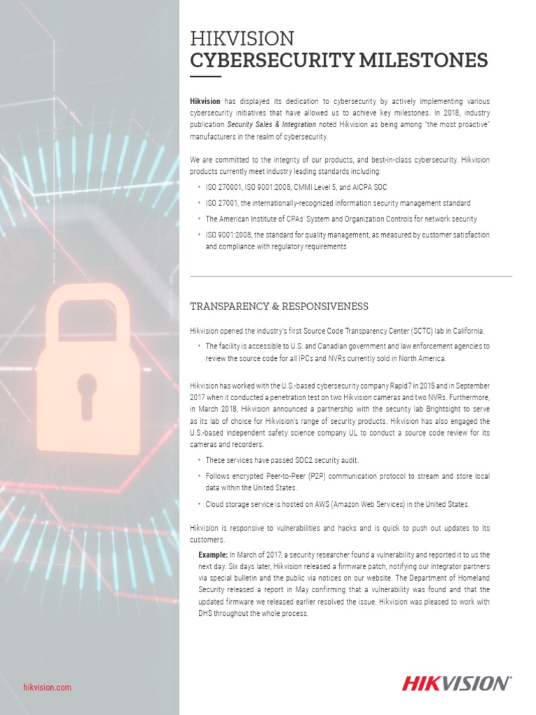 Hikvision Cybersecurity Milestones | PDF | Computer Security | Security