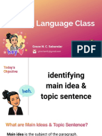English Language Class Main Ideas