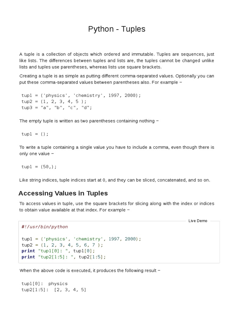 Python - Tuples | PDF | Bracket | String (Computer Science) image.
