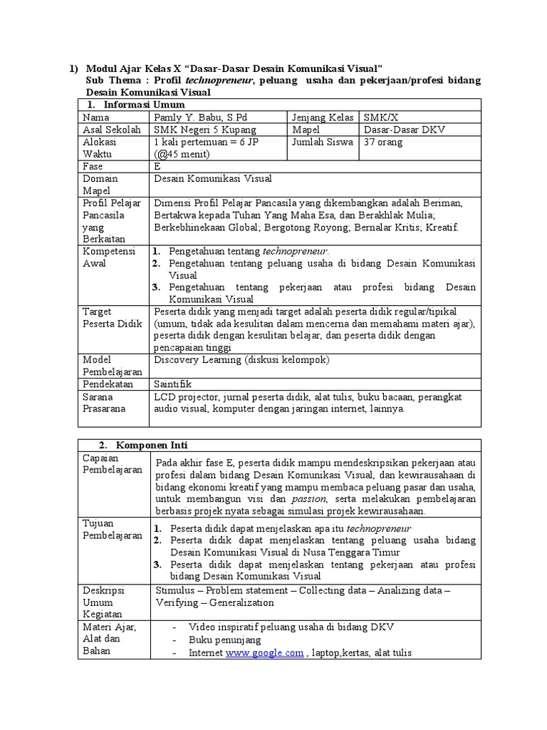Modul Ajar Dasar Dkv1 Pdf